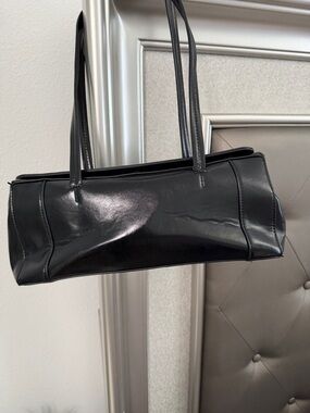 Black Patent Shoulder Bag - Unbranded